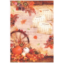 Papier ryżowy Ciao Bella A4 21*29,7cm   CBRP058 , jesień ,kalendarz, dynie